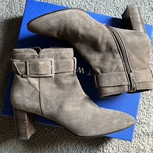 Aquatalia Suede Ankle Boots 3” - Side Zipper w/Buckle Look
